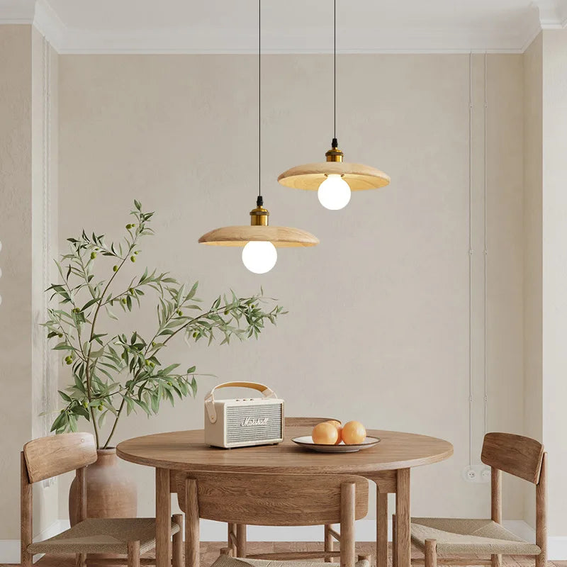 lampe suspendue nordique en bois massif pour intérieur décoratif - vue 1 sur 8