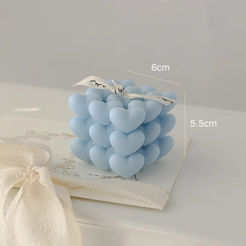 bougie parfumée cube cœur en cire de soja fait main décorative - vue 12 sur 11