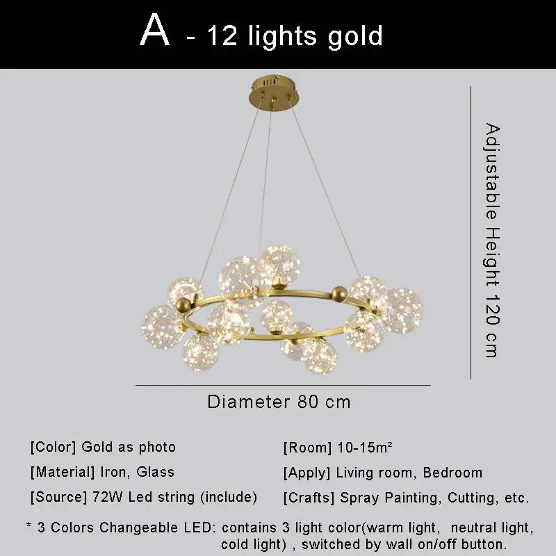 lustre led moderne design nordique pour décoration intérieure - vue 17 sur 18