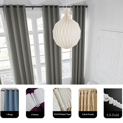 Rideau occultant extra long style lin moderne salon - vue 6 sur 10