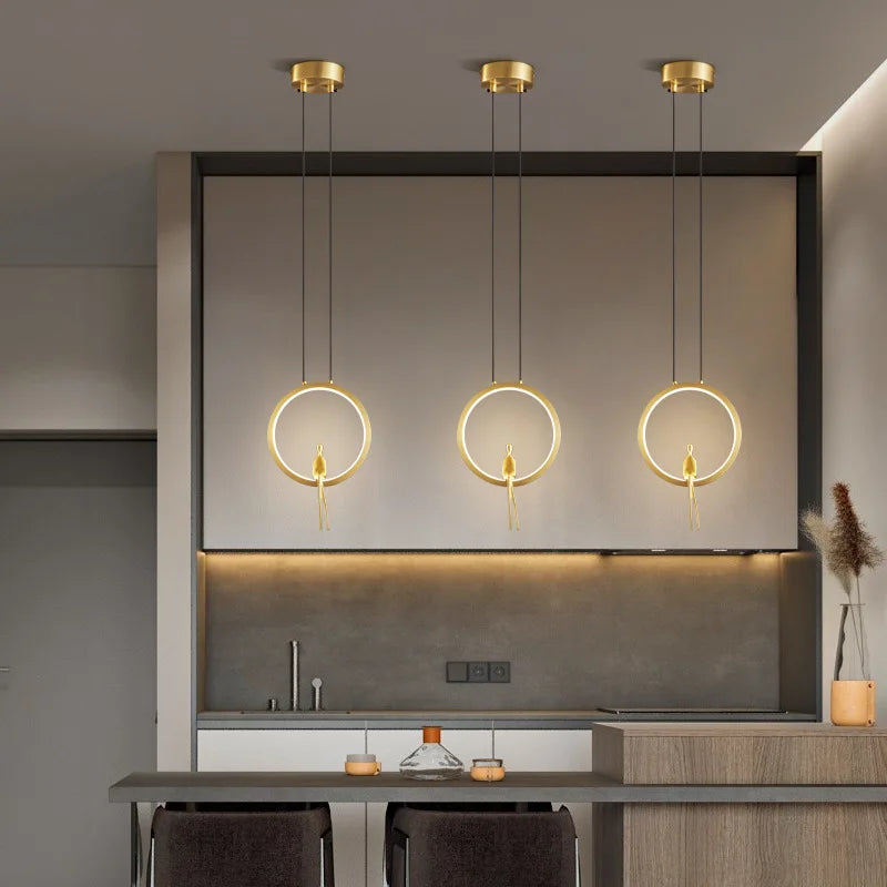 lustre à anneau led pour décoration moderne intérieure et extérieure - vue 4 sur 7