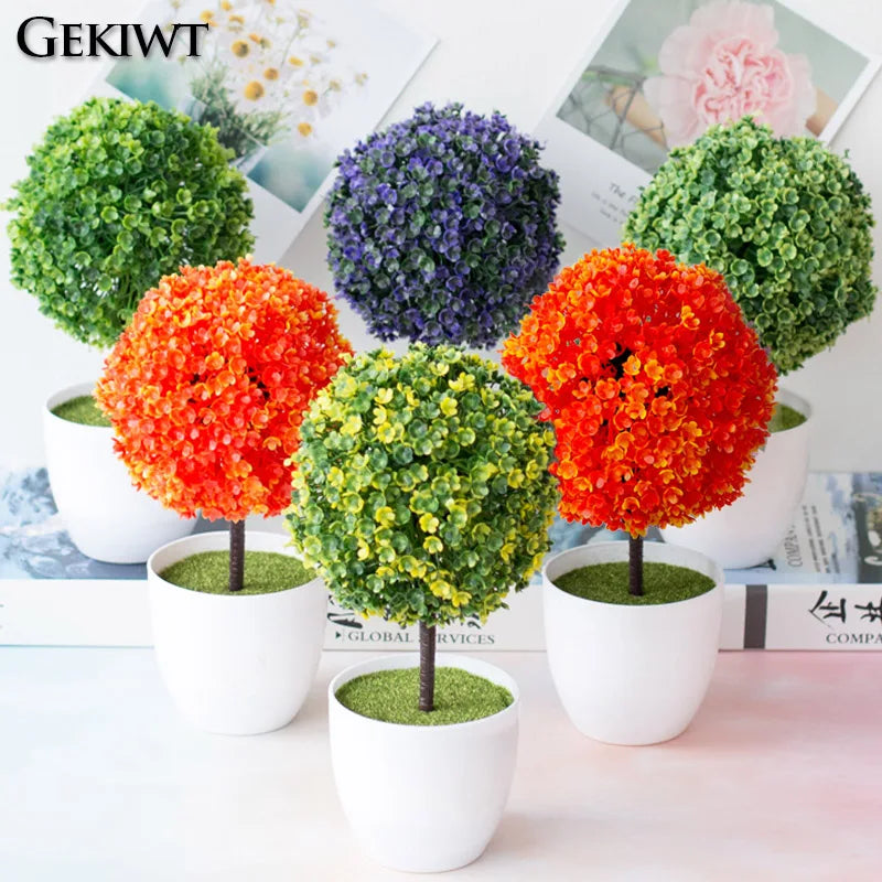 arbre artificiel bonsaï avec fleurs pour décoration intérieure - vue 1 sur 11