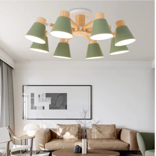 lustre nordique en bois massif éclairage moderne pour hôtel et restaurant - vue 4 sur 20