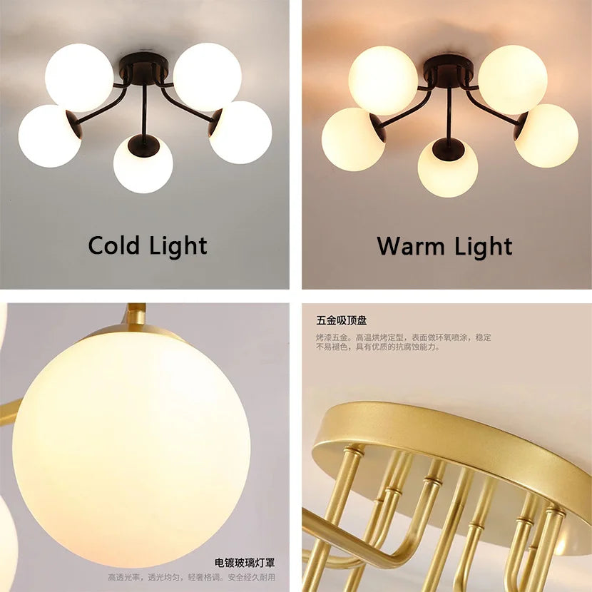 suspension led nordique en verre pour décoration intérieure - vue 6 sur 12