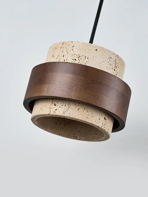 suspension en bois noyer avec lumière rétro pour bar restaurant - vue 6 sur 6