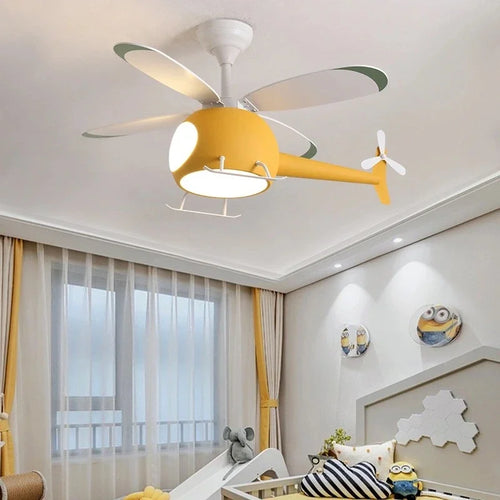 ventilateur de plafond moderne avion avec lumière led et télécommande - vue 5 sur 12