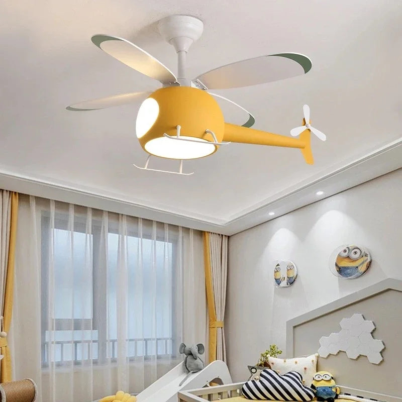 ventilateur de plafond moderne avion avec lumière led et télécommande - vue 4 sur 12