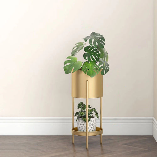 support de fleur en fer nordique à double couche pour intérieur et balcon - vue 4 sur 7