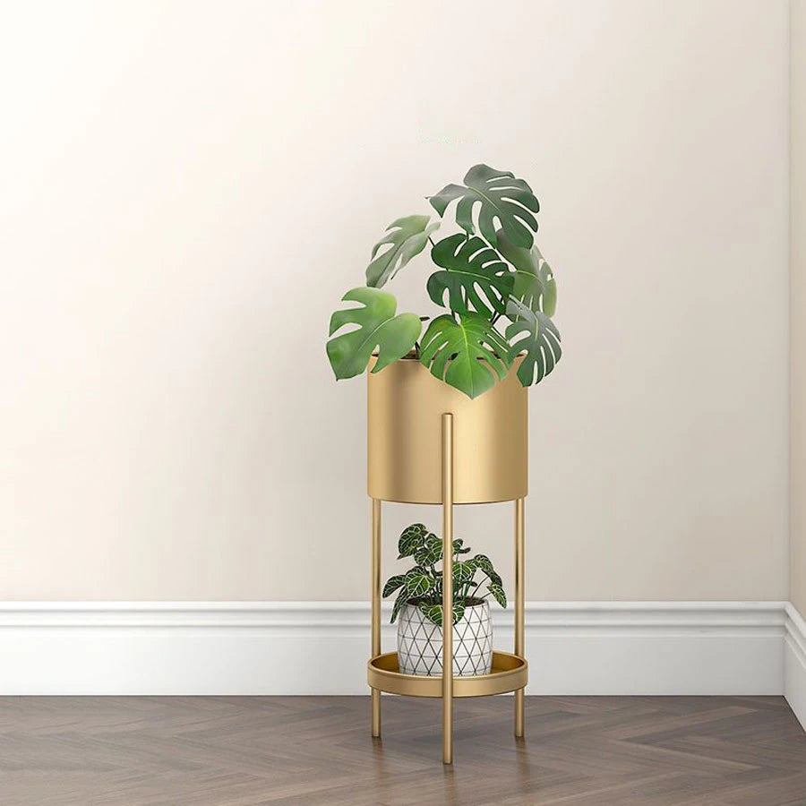 support de fleur en fer nordique à double couche pour intérieur et balcon - vue 4 sur 7