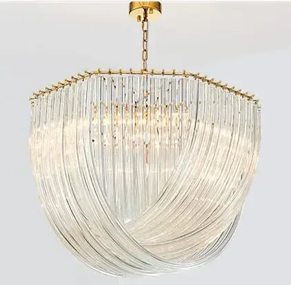 lustre moderne en métal et verre avec éclairage led - vue 6 sur 7