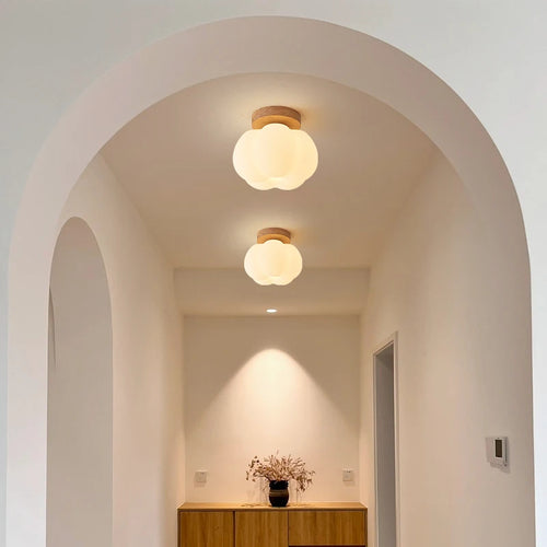 plafonnier led design nordique moderne en forme de fleur de citrouille - vue 4 sur 10