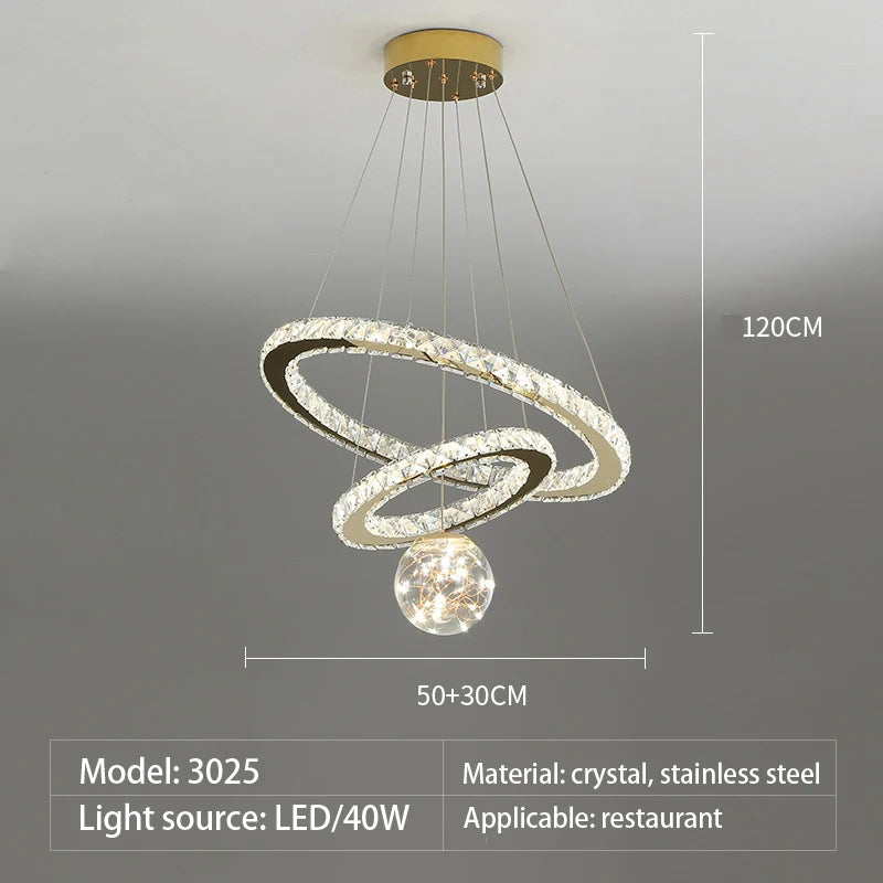 lustre moderne en verre cristal avec lumière LED étoile - vue 11 sur 13