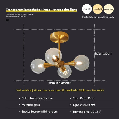 lustre nordique en verre blanc pour éclairage intérieur - vue 9 sur 23