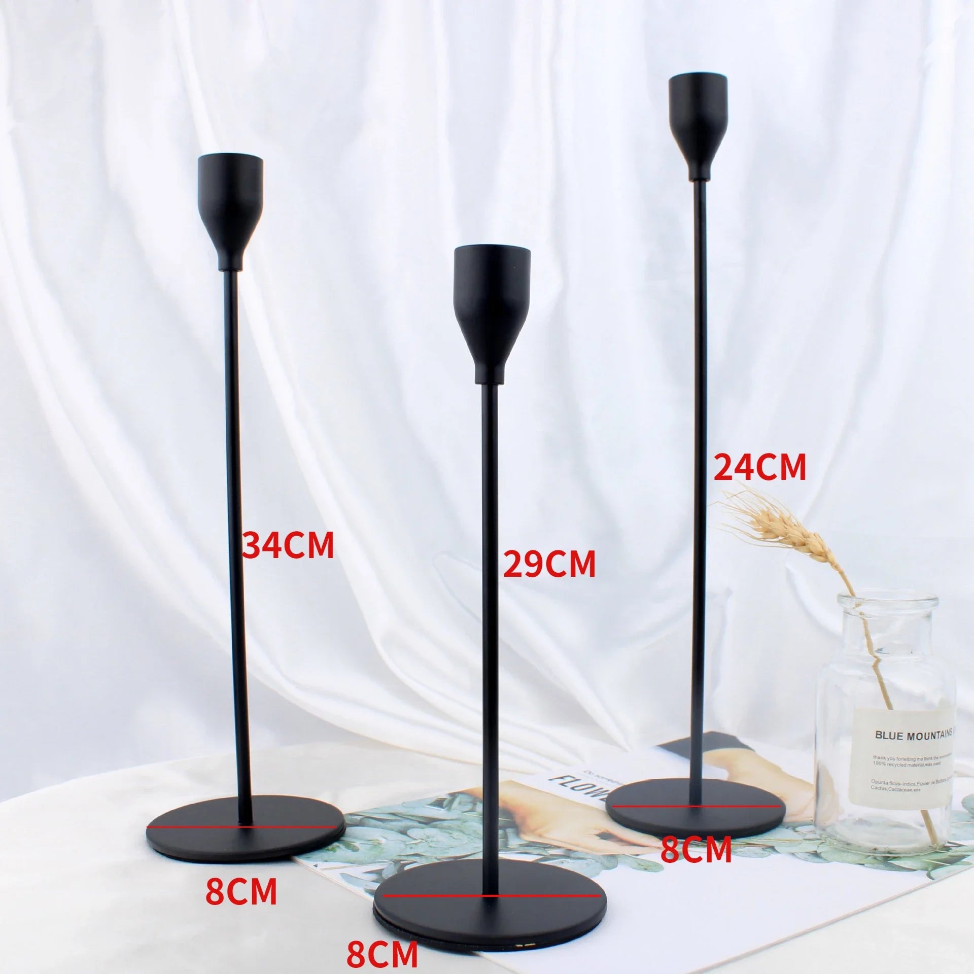 lot de 3 bougeoirs en métal pour décoration de mariage et fête - vue 13 sur 13