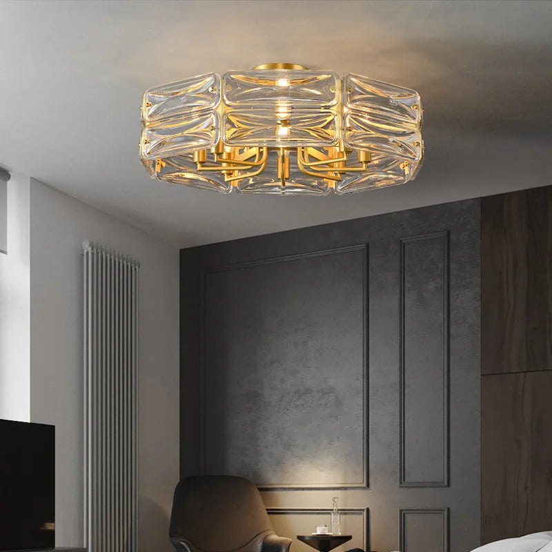 lustre nordique en cuivre led monté en surface moderne et luxueux - vue 3 sur 13