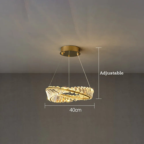 suspension moderne en aluminium et cristal led - vue 9 sur 14