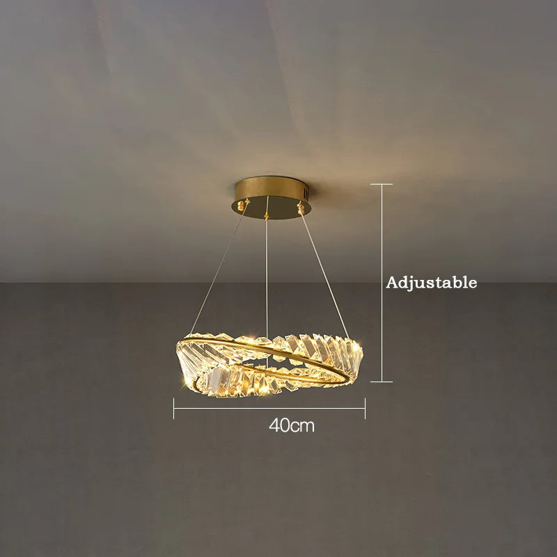 suspension moderne en aluminium et cristal led - vue 8 sur 14