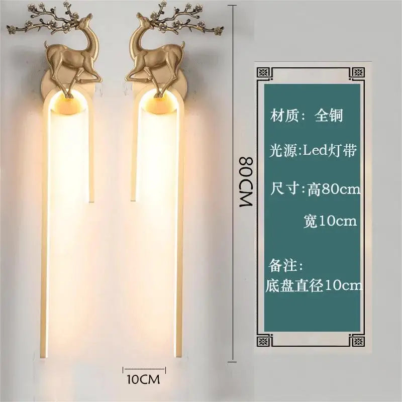 applique murale en cuivre style chinois pour éclairage intérieur - vue 15 sur 15