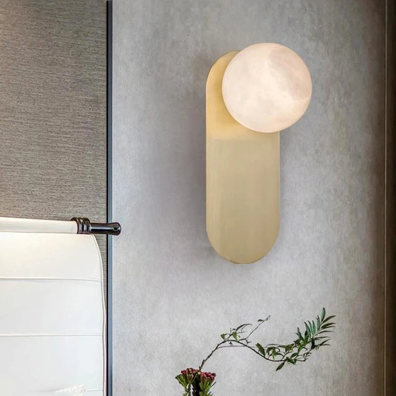 applique murale nordique de luxe en cuivre et marbre pour hôtel - vue 3 sur 7
