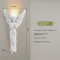 applique murale en résine d'ange sculptée décorative à led