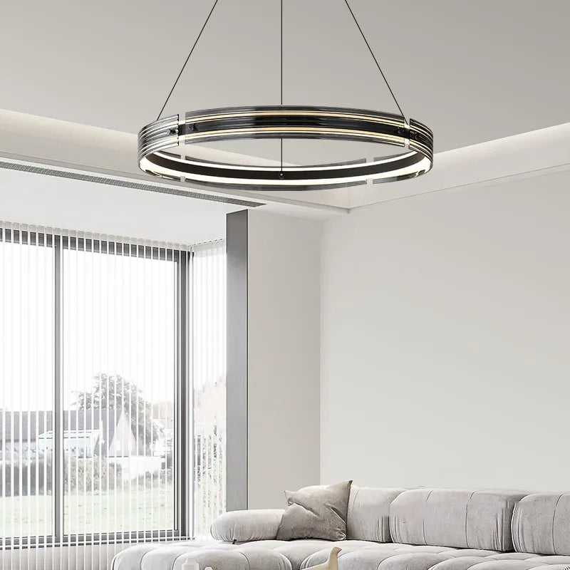 lustre circulaire en verre créatif pour un éclairage design - vue 3 sur 8