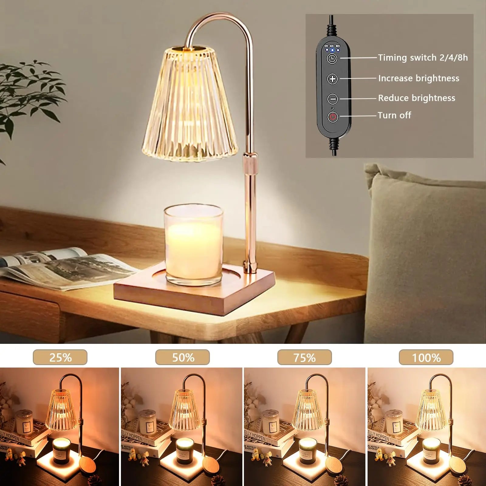 Lampe bureau chauffe-bougie minuterie intensité variable - vue 3 sur 6