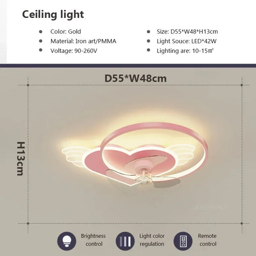 plafonnier led moderne avec ventilateur éclairage silencieux intelligent - vue 11 sur 15