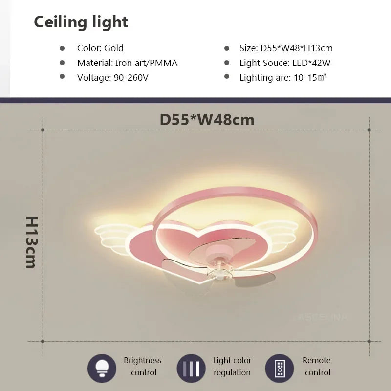 plafonnier led moderne avec ventilateur éclairage silencieux intelligent - vue 11 sur 15