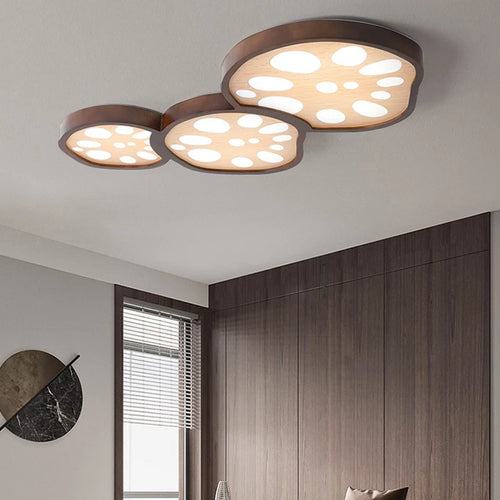 2023 New Lotus Root Ceiling Lamp for Living Room Bedroom Children's Study Kitchen Home LED Light Fixture Modern Wood Chandelier - vue 3 sur 14