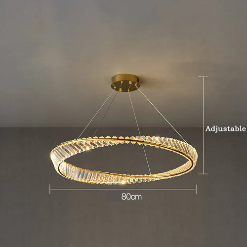 suspension moderne en aluminium et cristal led - vue 8 sur 14