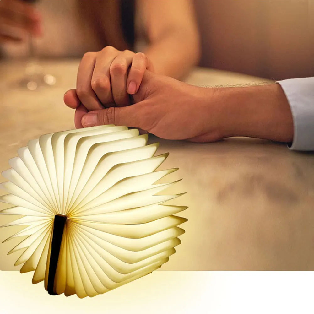 3D créatif Led livre veilleuse Portable en bois 5V Usb Rechargeable magnétique pliable bureau Table lampe décoration de la maison 5 couleurs - vue 3 sur 9
