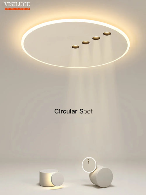 plafonnier led rond minimaliste à intensité réglable pour intérieur - vue 8 sur 8