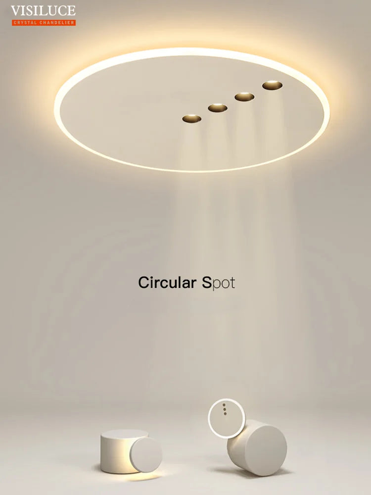 plafonnier led rond minimaliste à intensité variable pour intérieur - vue 8 sur 8