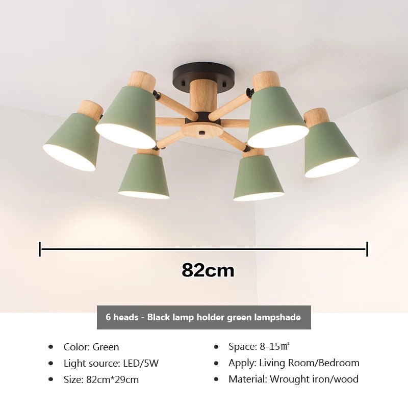 lustre nordique en bois massif éclairage moderne pour hôtel et restaurant - vue 20 sur 20