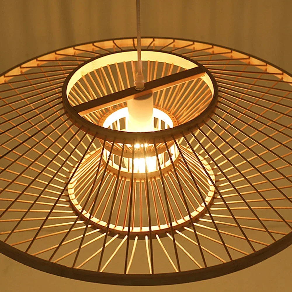 lustre artistique rétro en bambou style chinois pour décoration - vue 5 sur 8
