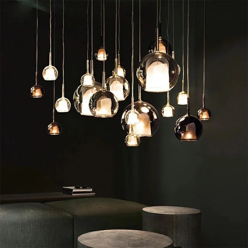 lustre moderne abat-jour en verre pour décoration intérieure - vue 6 sur 15