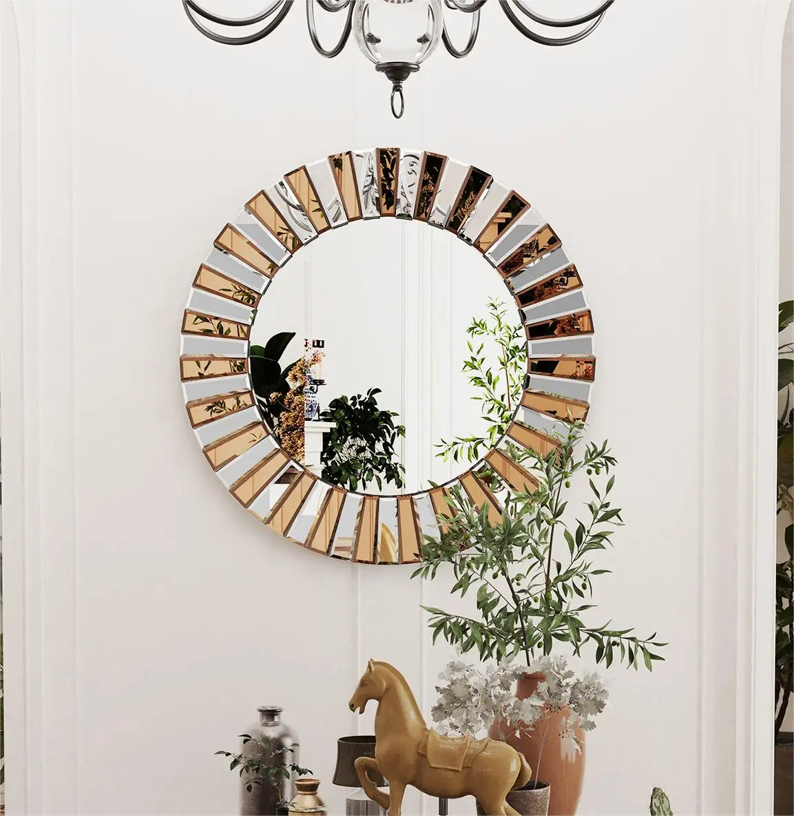 miroir mural décoratif rond en forme d'étoile pour une touche élégante - vue 2 sur 6