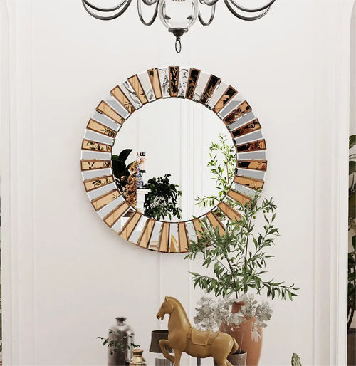 miroir mural décoratif rond en forme d'étoile pour une touche élégante - vue 2 sur 6