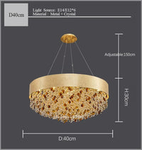lustre en cristal moderne led avec intensité variable