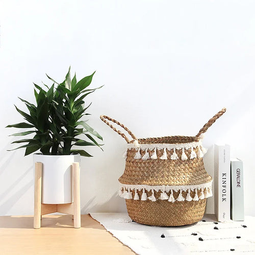 paniers de rangement en bambou pliables pour jardin et pot de fleurs - vue 2 sur 11