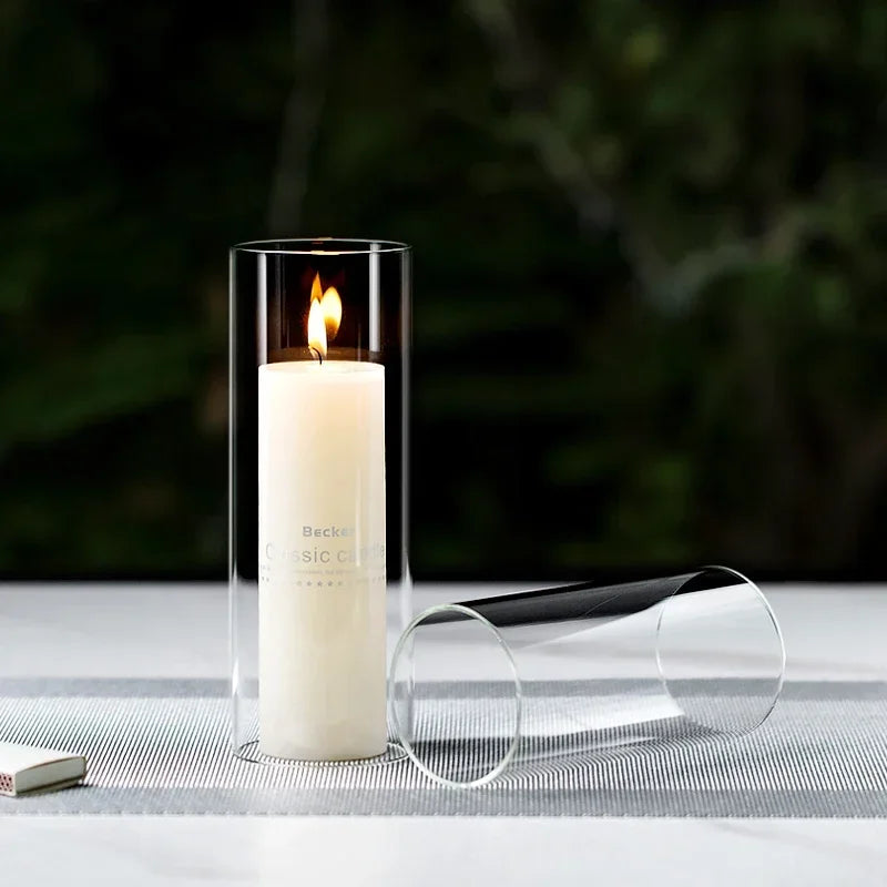 bougeoir en verre pour bougies pilier et coniques décoration intérieure - vue 6 sur 12
