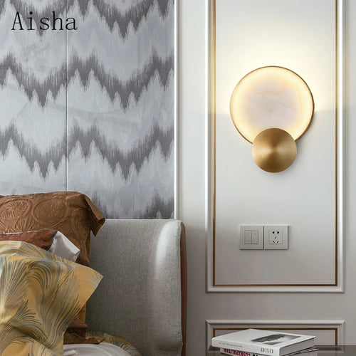 applique moderne en marbre avec éclairage led décoratif luxe - vue 6 sur 7