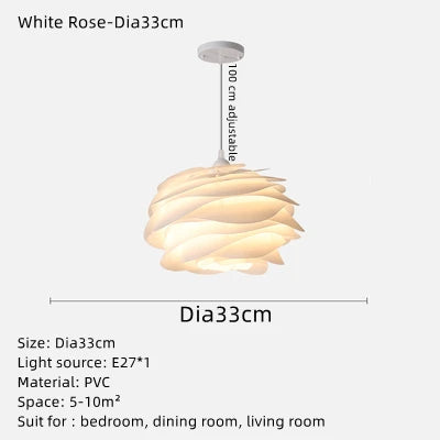 lustre design danois romantique acrylique pétale éclairage white rose - vue 8 sur 8