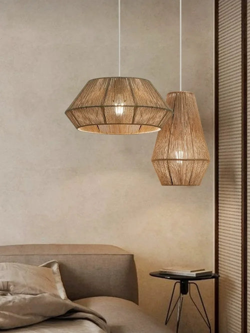 suspension en rotin japonais style wabi sabi pour espaces rustiques - vue 5 sur 16