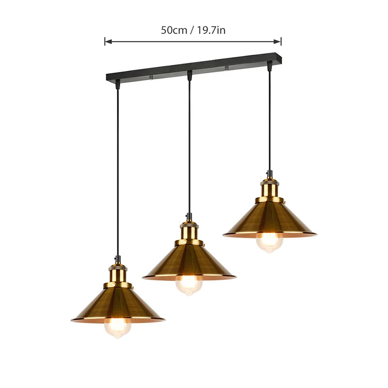 lustre industriel rétro à trois têtes suspendues pour maison - vue 15 sur 16