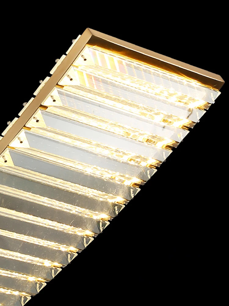 lustre led nordique en cristal pour cuisine moderne rectangulaire - vue 5 sur 8