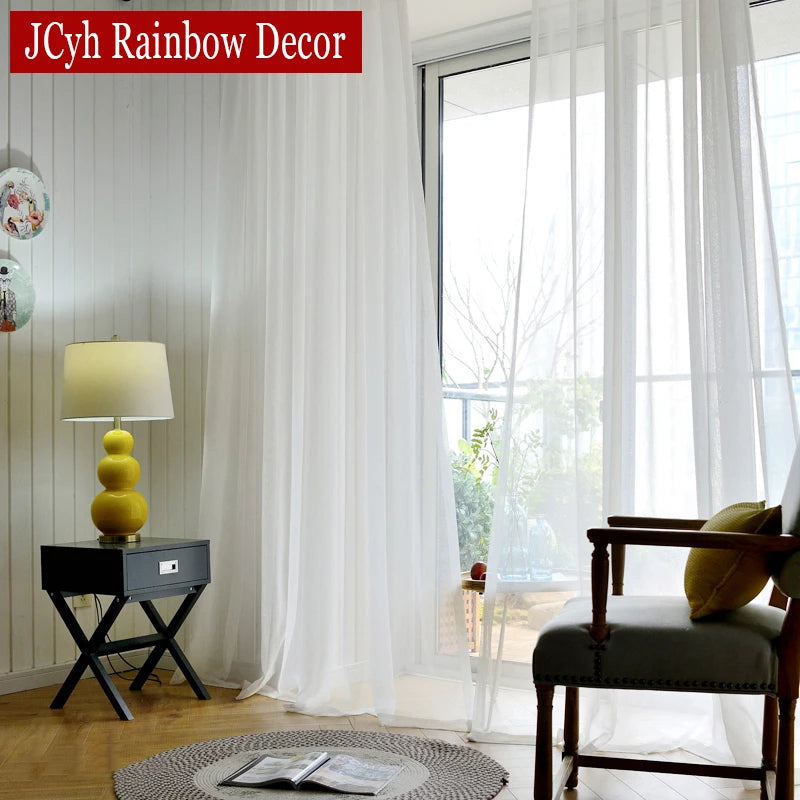 Voilage moderne transparent pour salon chambre fenêtre léger - vue 1 sur 7