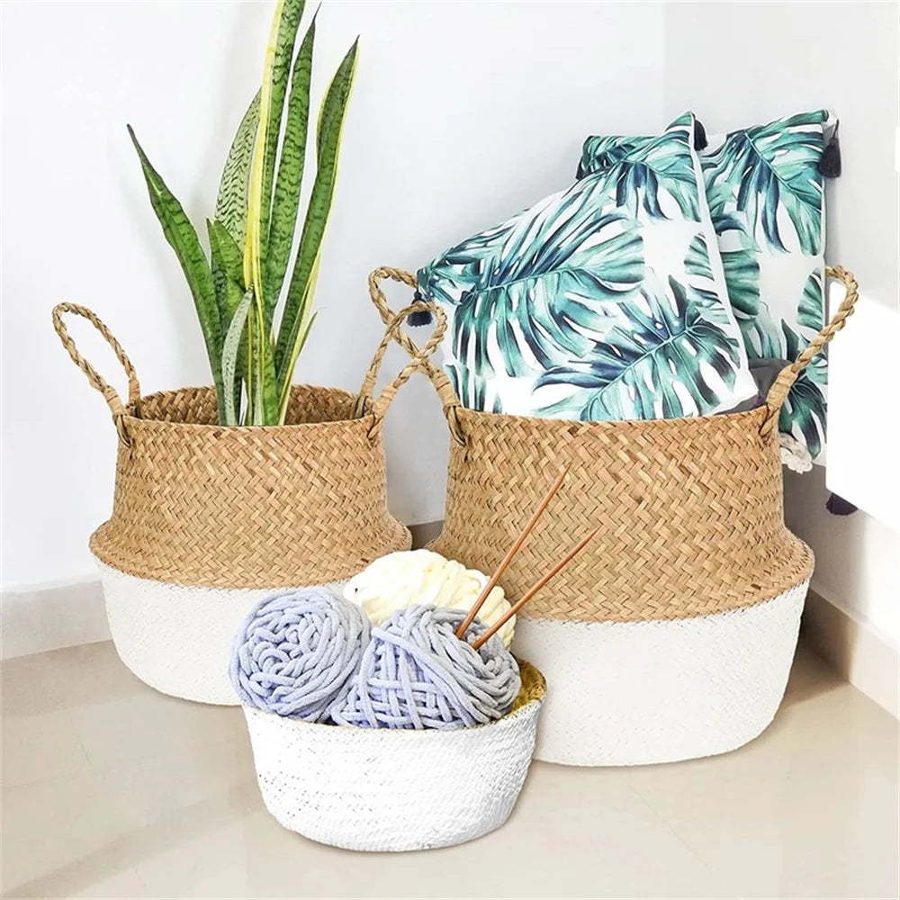 panier suspendu en osier pour rangement et décoration - vue 4 sur 13