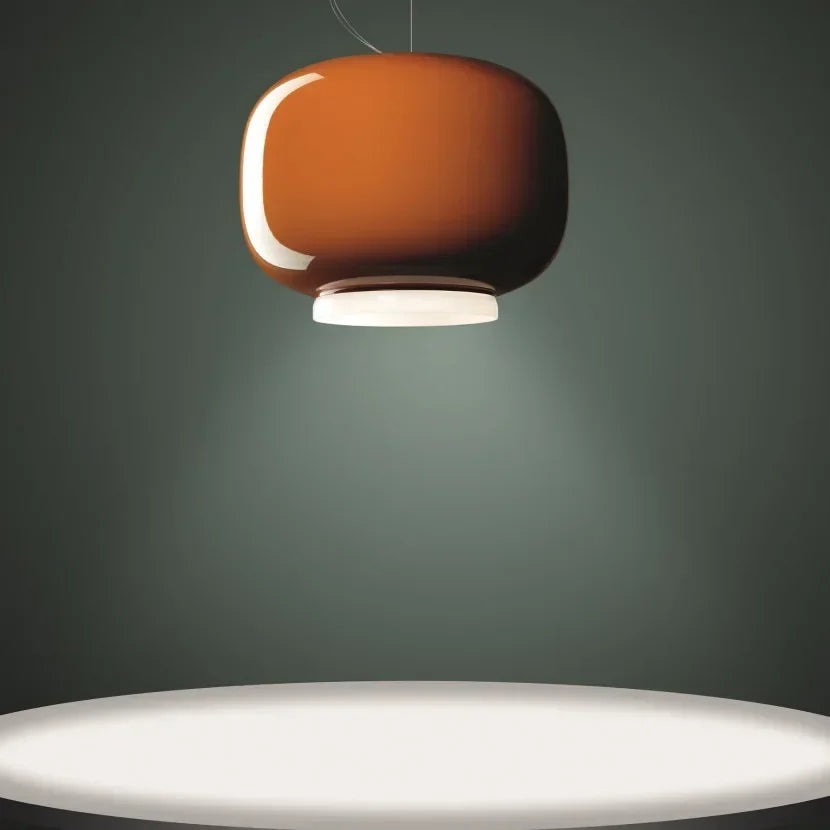 suspension moderne en verre design lumineux et coloré - vue 5 sur 9
