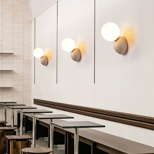 Applique murale led style grotte pierre rond créatif nordique - vue 6 sur 7